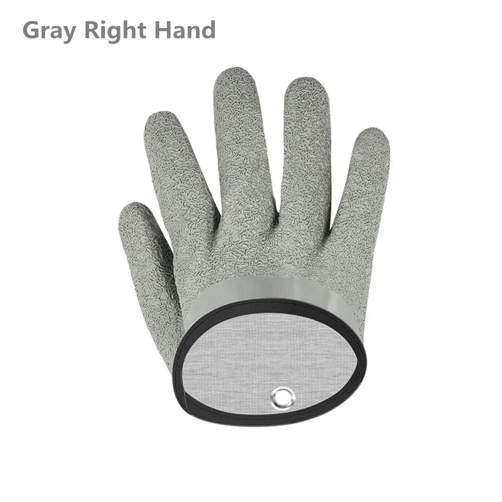 Gray right hand glove on a white background