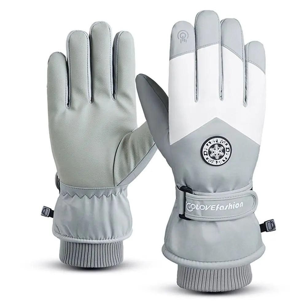 Gray ski & snowboard gloves  on a white background