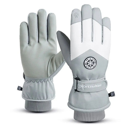 Gray ski & snowboard gloves  on a white background