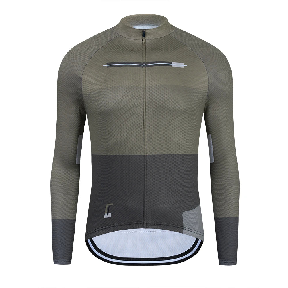 Green and gray cycling jersey on a white background