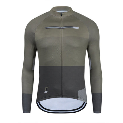 Green and gray cycling jersey on a white background
