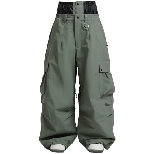 Green cargo pants with white shoes on a white background