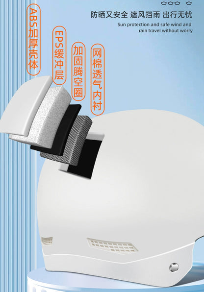 Bicycle Safety Helmet 3C Certified Men's and Women's Adult Children Cartoon Electric Bicycle Motorcycle Half Helmet with Goggles
