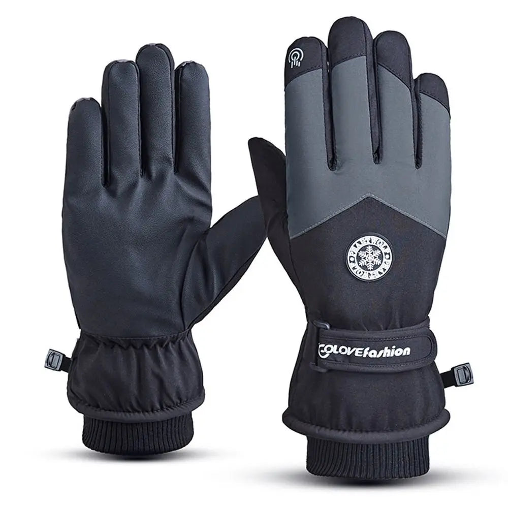 Pair of black and gray gloves on a white background