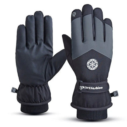 Pair of black and gray gloves on a white background