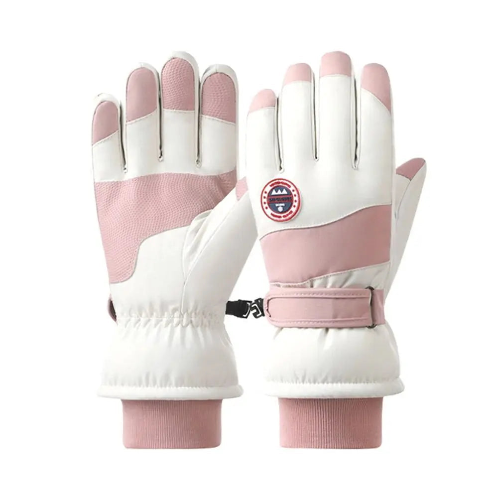 Pair of pink and white gloves on a white background
