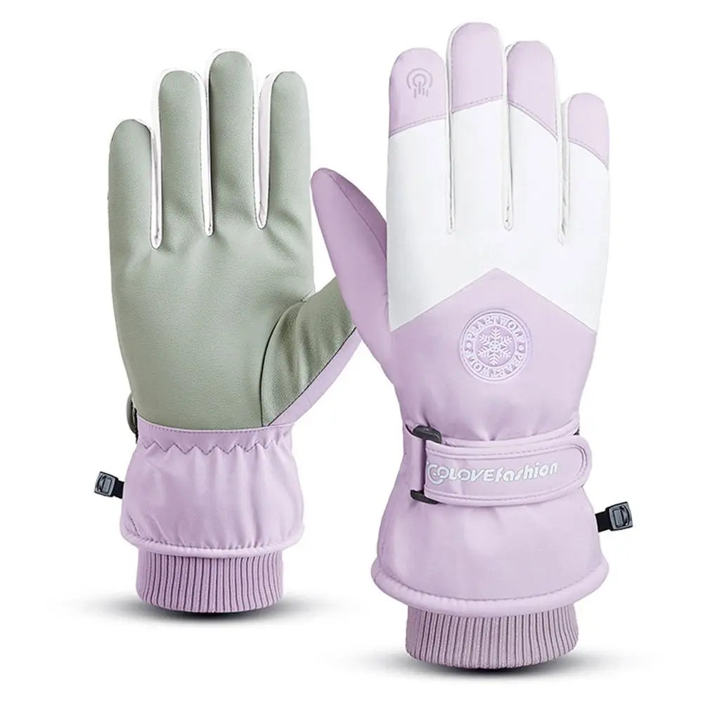 Pair of purple and green gloves on a white background