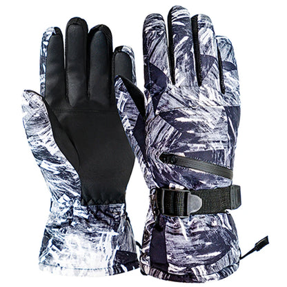 Pair of gloves with a camouflage pattern on a white background
