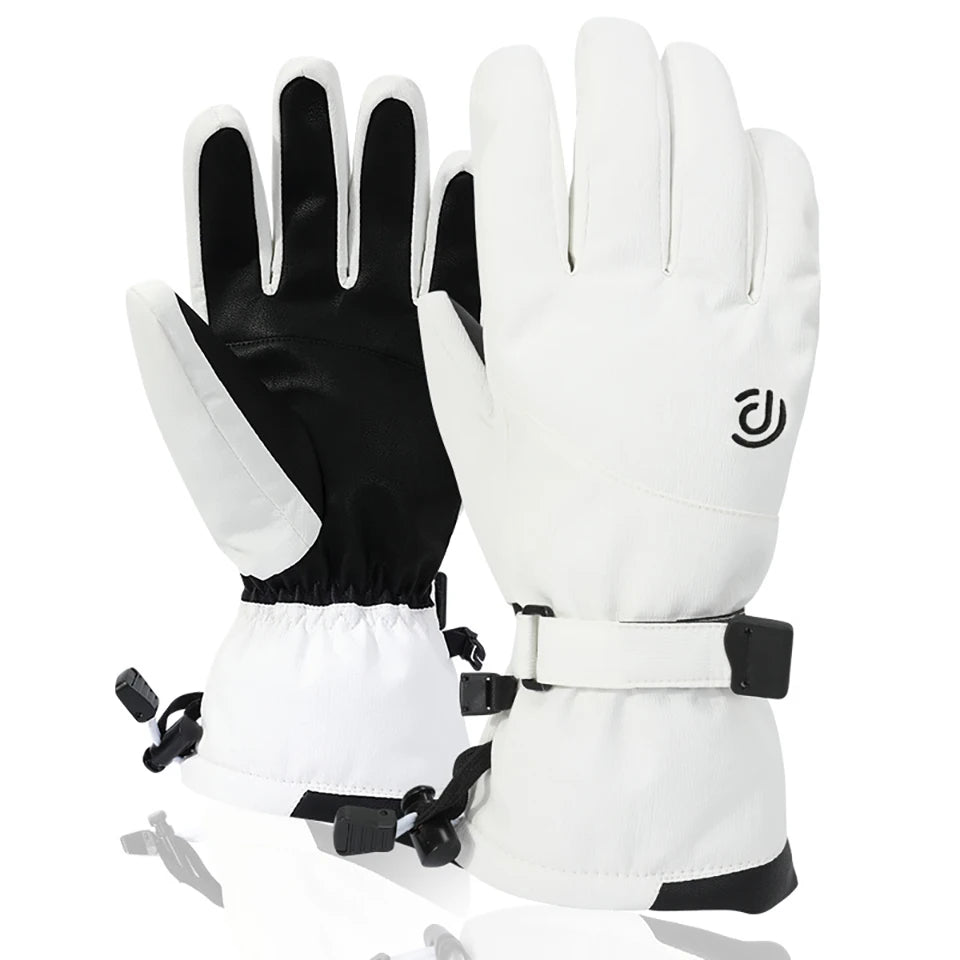 Pair of white and black gloves on a white background