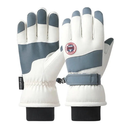 Pair of white and gray gloves on a white background