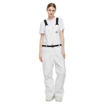 Person wearing white overalls and a white shirt on a white background