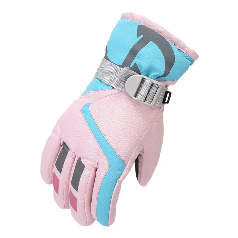 Pink and blue glove with gray accents on a white background