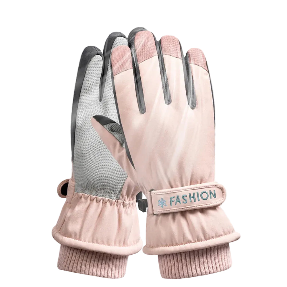 Pink gloves with gray accents on a background