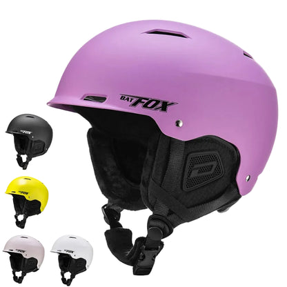 Pink helmet with Batfox branding, surrounded by other colored helmets on a white background.