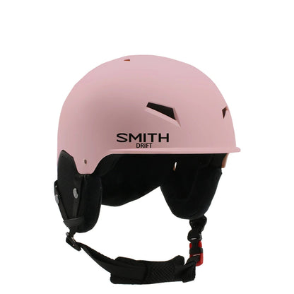 Pink helmet with 'Smith Drift' branding on a white background