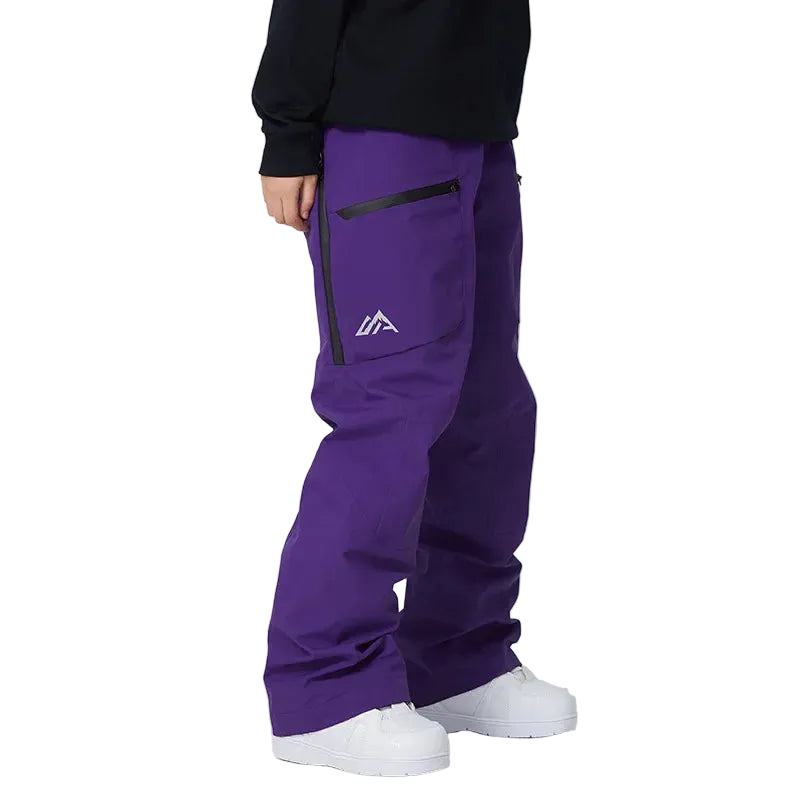 Purple pants with a logo on a white background