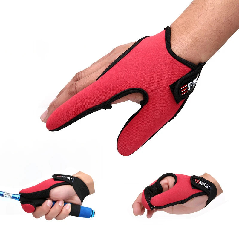 Red and black sports glove on a white background