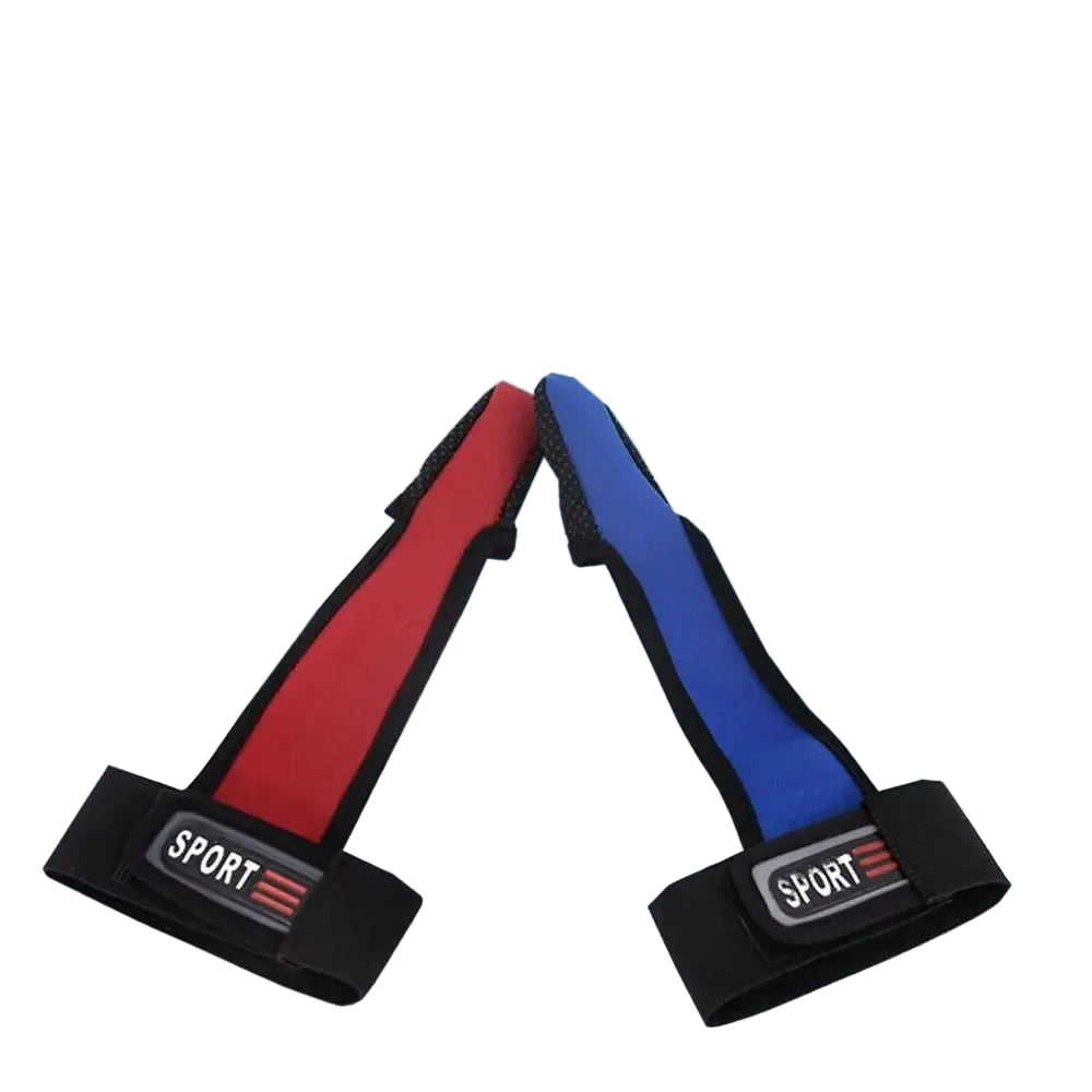 Red and blue fishing single finger gloves on a white background
