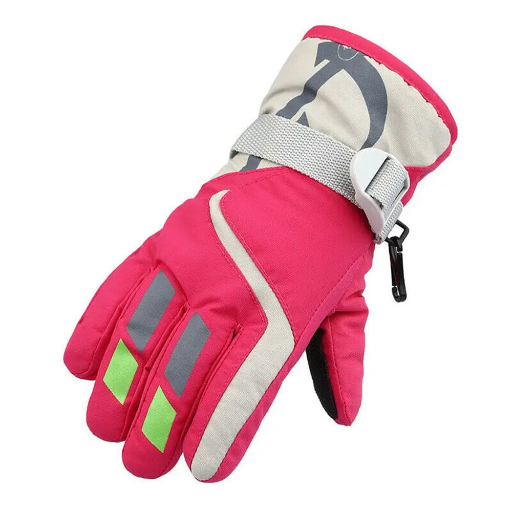 Rose red glove with gray and green accents on a white background