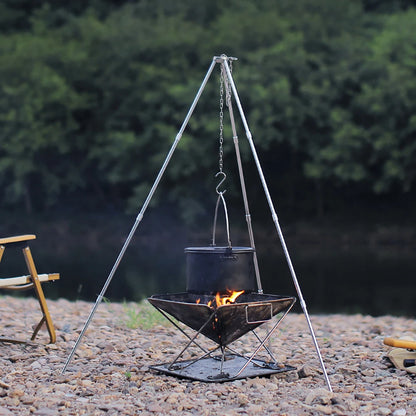 Camping Campfire Tripod for Hanging Pot Outdoor Cookware Picnic Cooking Pot Grill Rack Barbecue Support Aluminum Alloy Tripod