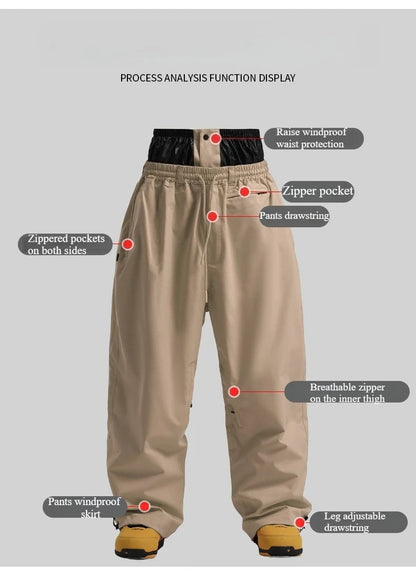 Dollplus Baggy Ski Pants – Waterproof Windproof Snowboard Trousers for Men & Women
