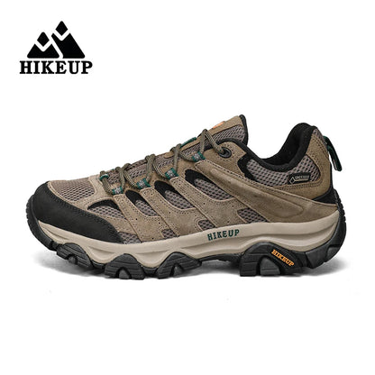 HIKEUP Hiking Shoes Men Designer Climbing Trekking Sneakers for Men Leather Outdoor Sports Work Man Shoes Run Shoes