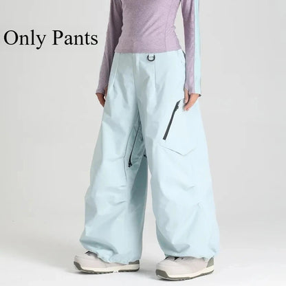 Dollplus Women’s Waterproof Ski Pants – Windproof Baggy Snowboard Trousers for Winter Sports
