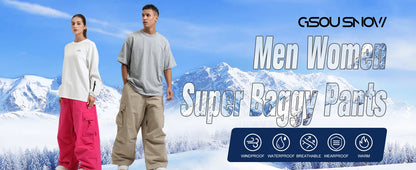 Men’s Super Baggy Snowboard Pants – Waterproof, Insulated, Loose Fit Ski Trousers
