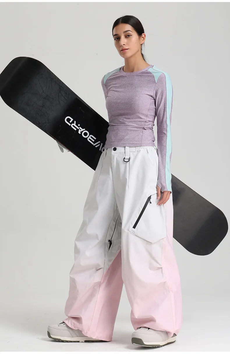 Dollplus Women’s Waterproof Ski Pants – Windproof Baggy Snowboard Trousers for Winter Sports