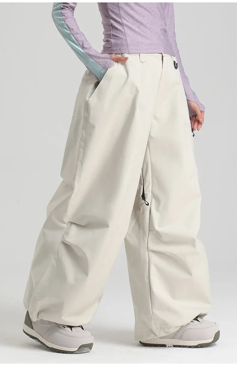 Dollplus Women’s Waterproof Ski Pants – Windproof Baggy Snowboard Trousers for Winter Sports