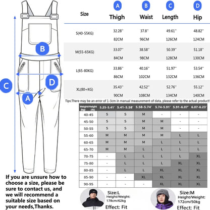 Dollplus Winter Ski Pants – Unisex Snowboard Overalls, 15,000mm Waterproof & Windproof