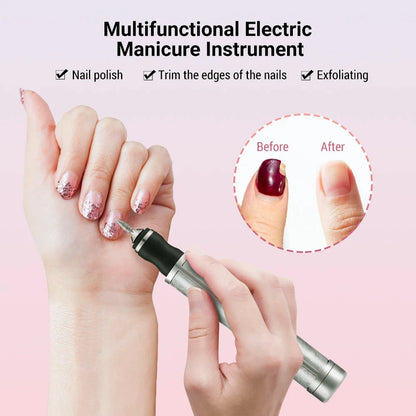 LINMANDA Many sets Electric Nail File Portable Manicure Pedicure Polishing Grinding Peeling Nail Drill for Fingernail Toenail
