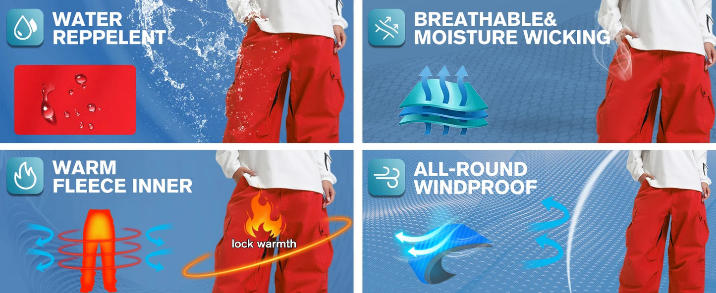 Men’s Super Baggy Snowboard Pants – Waterproof, Insulated, Loose Fit Ski Trousers