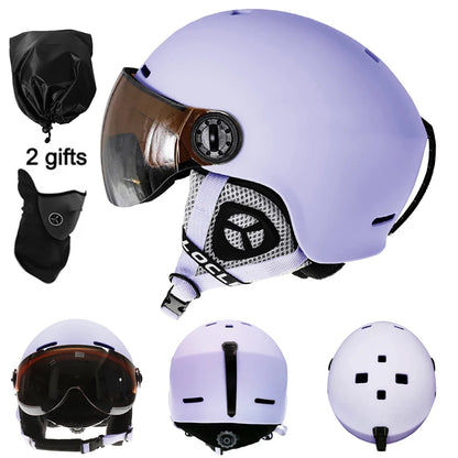 LOCLE Upgrade Skiing Helmet Men Women Children Ultralight Snowboard Skateboard Motorcycle Snowmobile Ski Helmet Visor Goggles