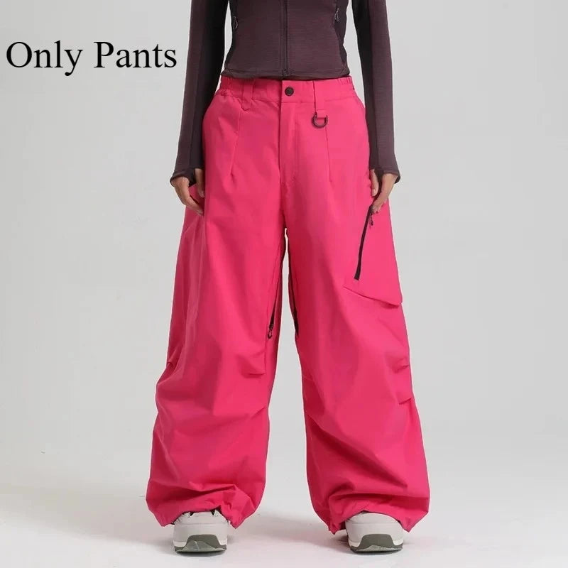 Dollplus Women’s Waterproof Ski Pants – Windproof Baggy Snowboard Trousers for Winter Sports
