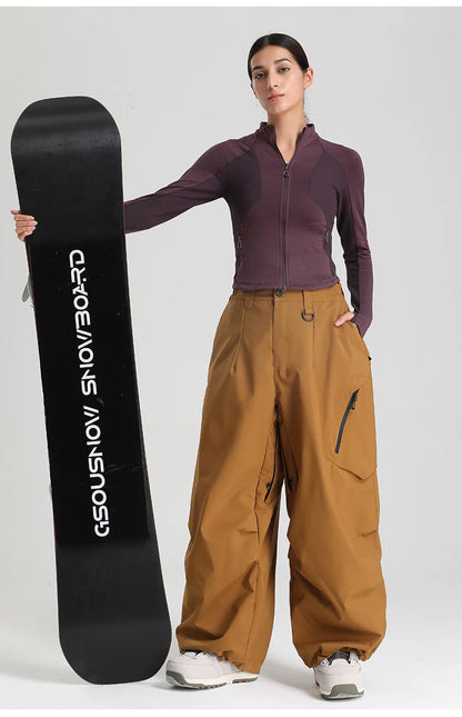 Dollplus Women’s Waterproof Ski Pants – Windproof Baggy Snowboard Trousers for Winter Sports