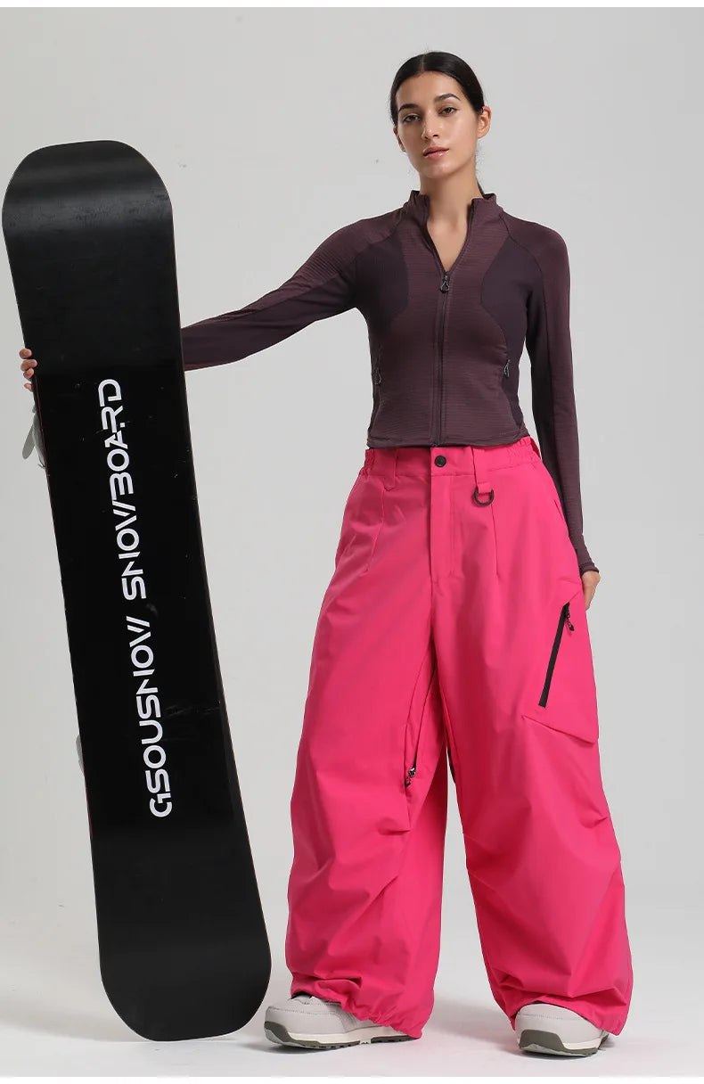 Dollplus Women’s Waterproof Ski Pants – Windproof Baggy Snowboard Trousers for Winter Sports