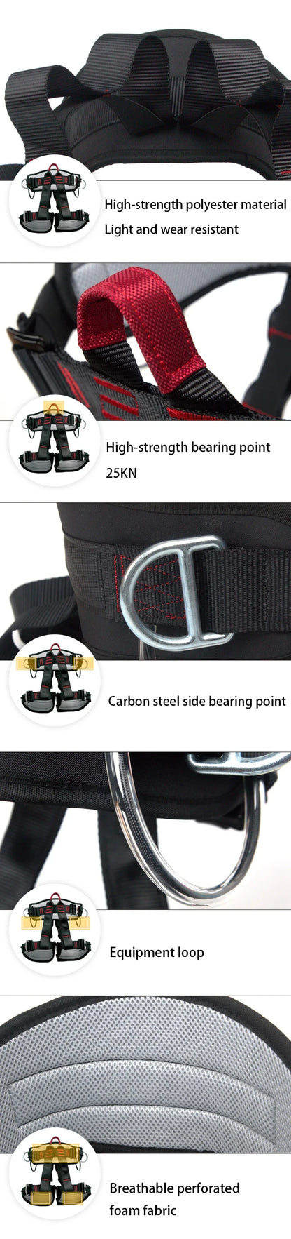 Camping Safety Belt 25KN Outdoor Rock Climbing Half Body Harness