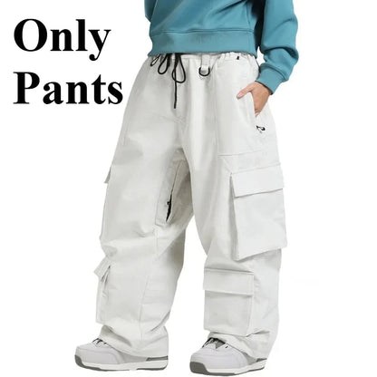 Baggy Snowboard Pants by Dollplus – Multi-Pocket, Windproof & Thermal Ski Wear
