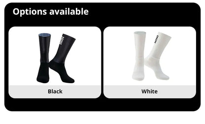 Cycling Knee High Socks Men Anti Slip Silicone Aero Whiteline Bicycle Sport Running Bike Hose