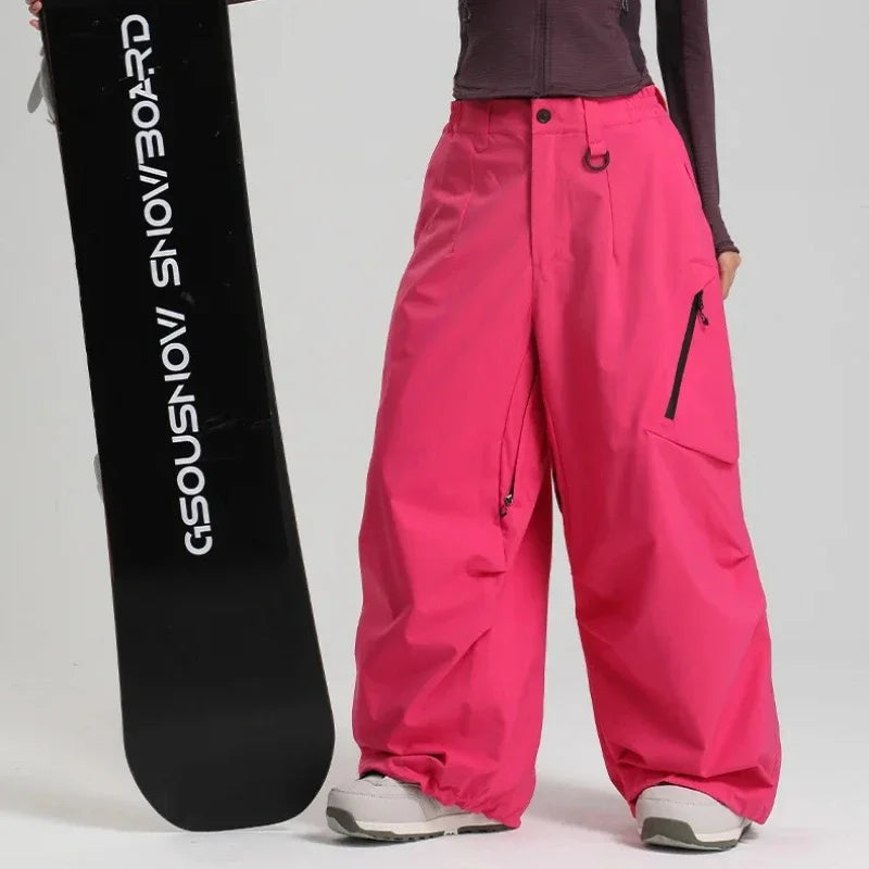 Dollplus Women’s Waterproof Ski Pants – Windproof Baggy Snowboard Trousers for Winter Sports