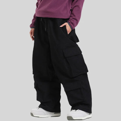 Baggy Snowboard Pants by Dollplus – Multi-Pocket, Windproof & Thermal Ski Wear