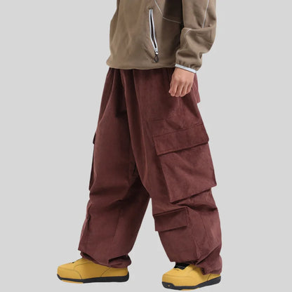 Baggy Snowboard Pants by Dollplus – Multi-Pocket, Windproof & Thermal Ski Wear
