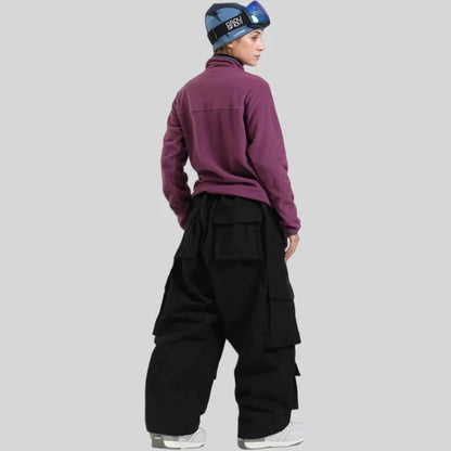 Baggy Snowboard Pants by Dollplus – Multi-Pocket, Windproof & Thermal Ski Wear