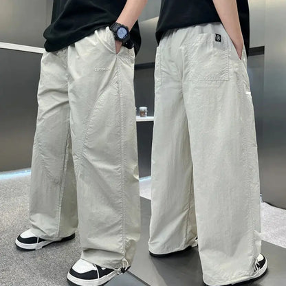 Summer Boys Pants High Street Ice Like Fabric Trousers Grey Thin Sports Pants Casual Children's Clothing New Kids Sweatpants