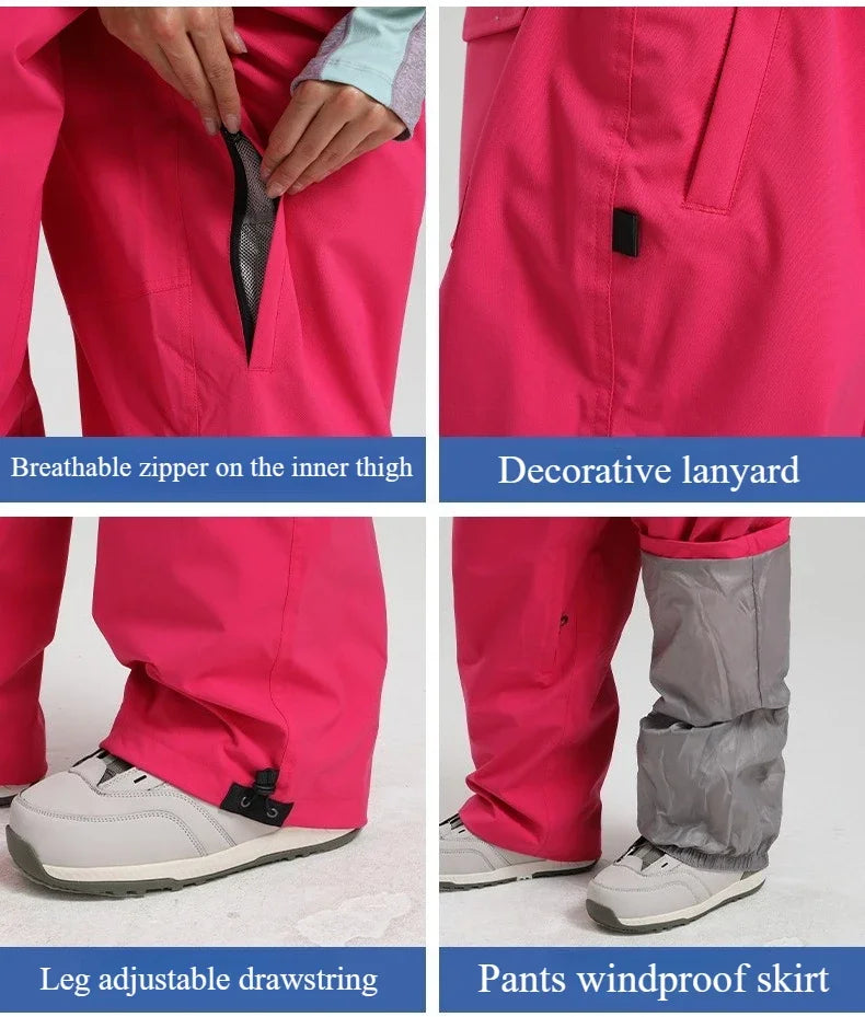 Women’s Baggy Ski Pants by Dollplus – Breathable, Waterproof, and Windproof Snowboard Trousers fro Men