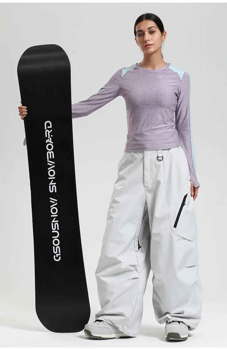 Dollplus Women’s Waterproof Ski Pants – Windproof Baggy Snowboard Trousers for Winter Sports