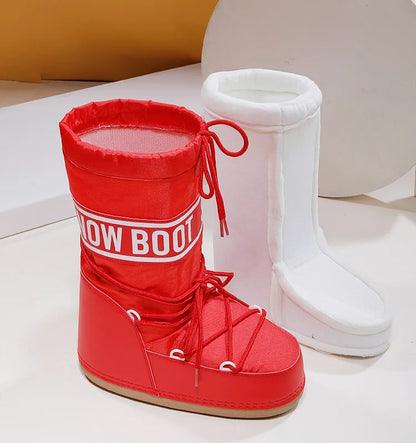 Winter Boots Women Snow Boots Mid-calf Cold-proof Antiskid Thicken Plush Waterproof Thick Platform Space Ski Boots Size 35-43