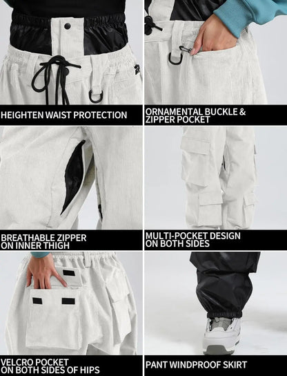 Baggy Snowboard Pants by Dollplus – Multi-Pocket, Windproof & Thermal Ski Wear