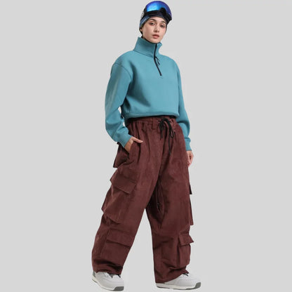 Baggy Snowboard Pants by Dollplus – Multi-Pocket, Windproof & Thermal Ski Wear